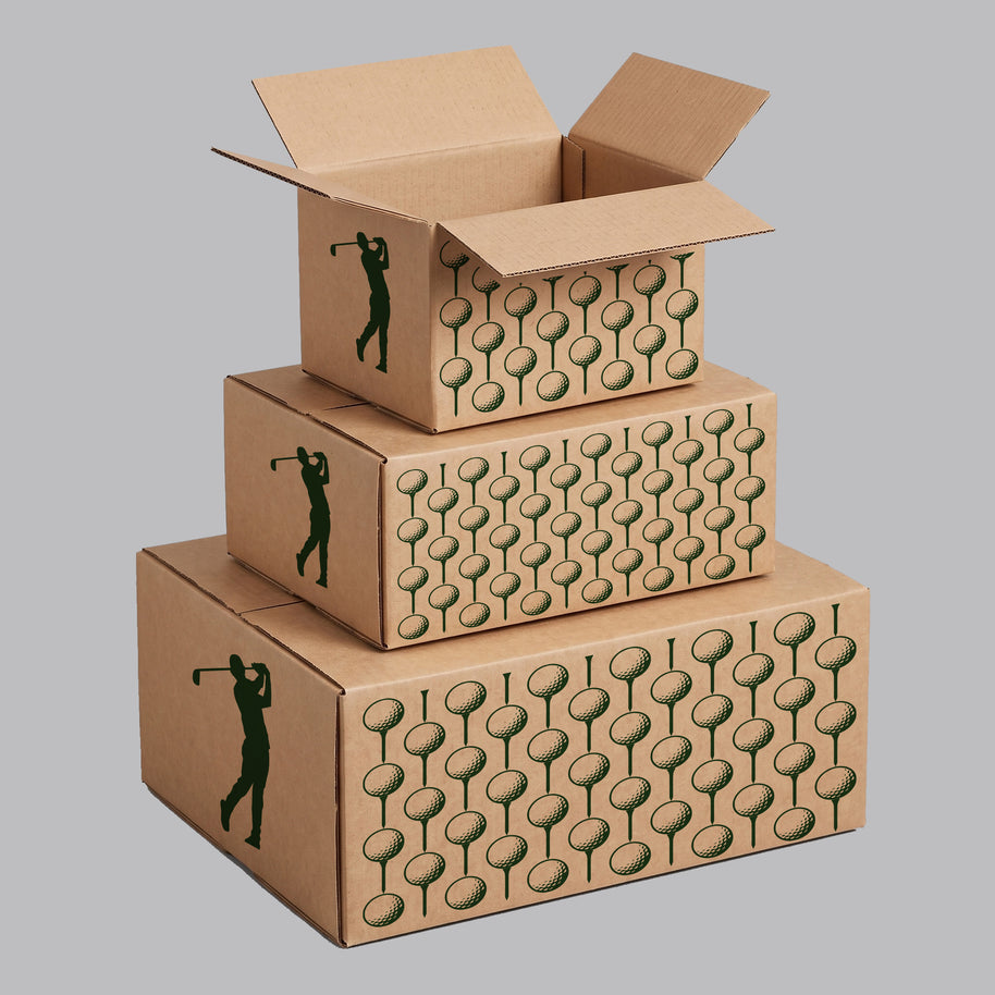 Sports Golf Ball and Tee Repeat Printed Theme Shipping Box - 1 Pack (25 Pieces)