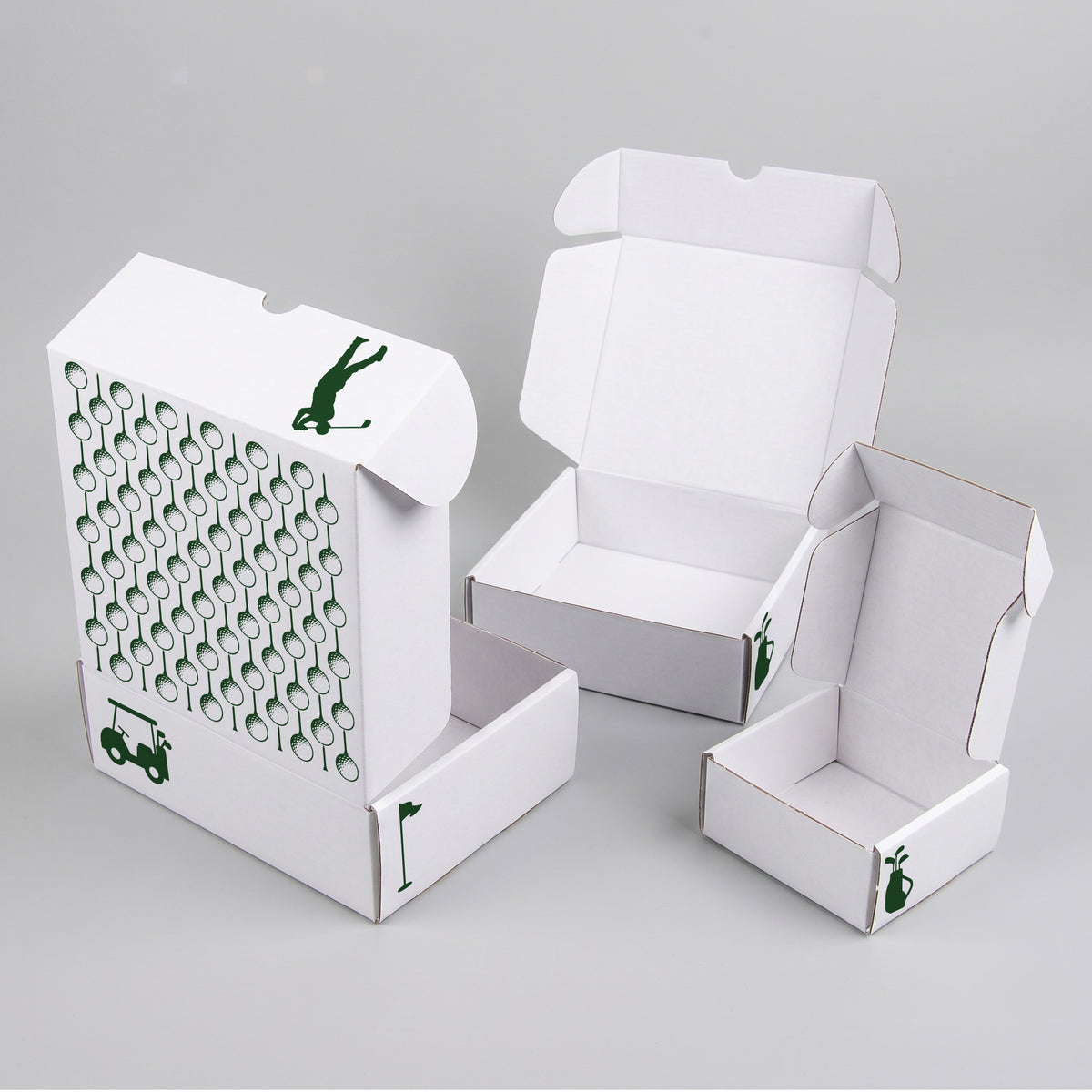 Sports Golf Ball and Tee Repeat Printed Theme Mailer Box - 1 Pack (25 Pieces)
