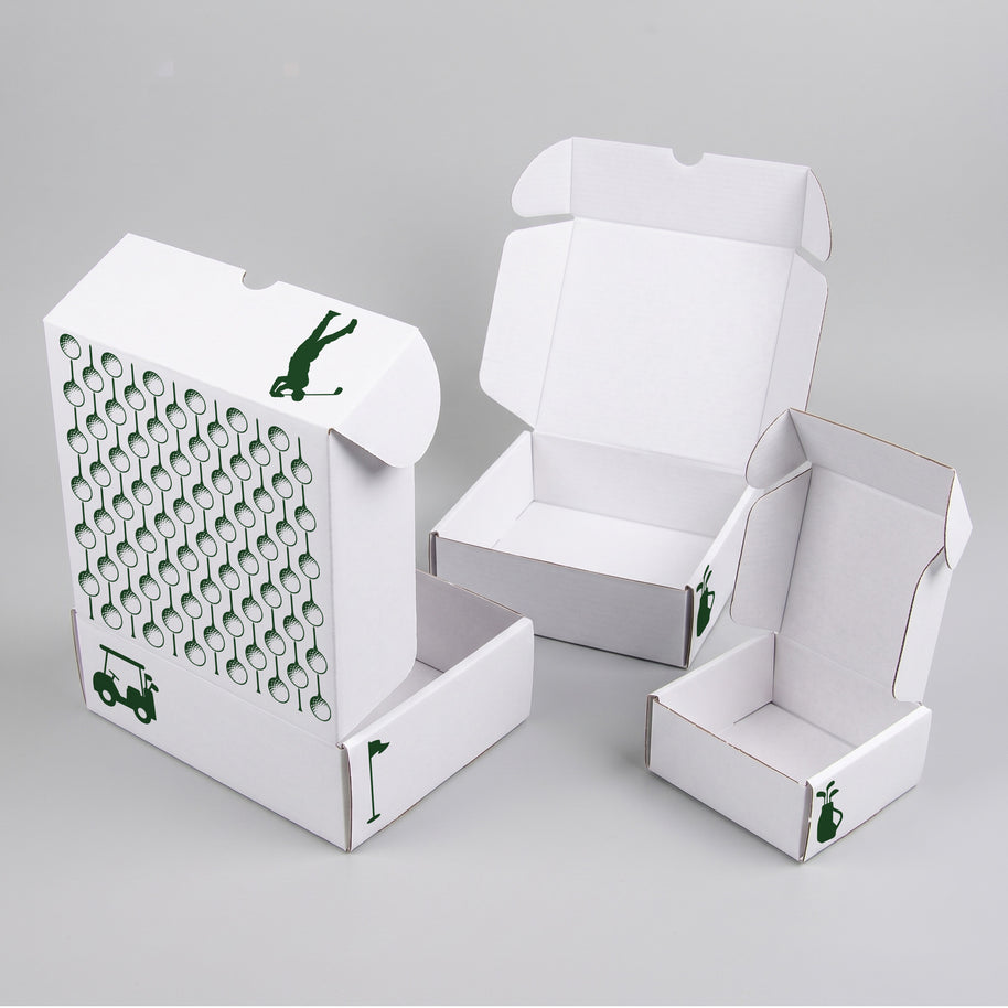 Sports Golf Ball and Tee Repeat Printed Theme Mailer Box - 1 Pack (25 Pieces)