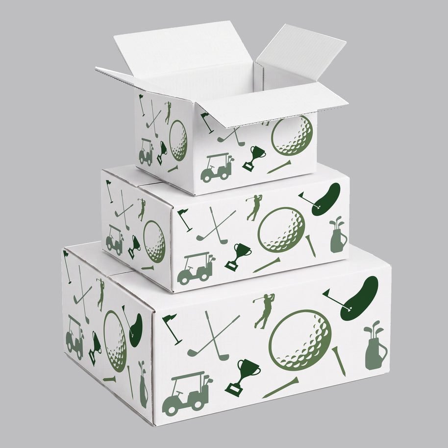 Sports Golf Icons Printed Theme Shipping Box - 1 Pack (25 Pieces)