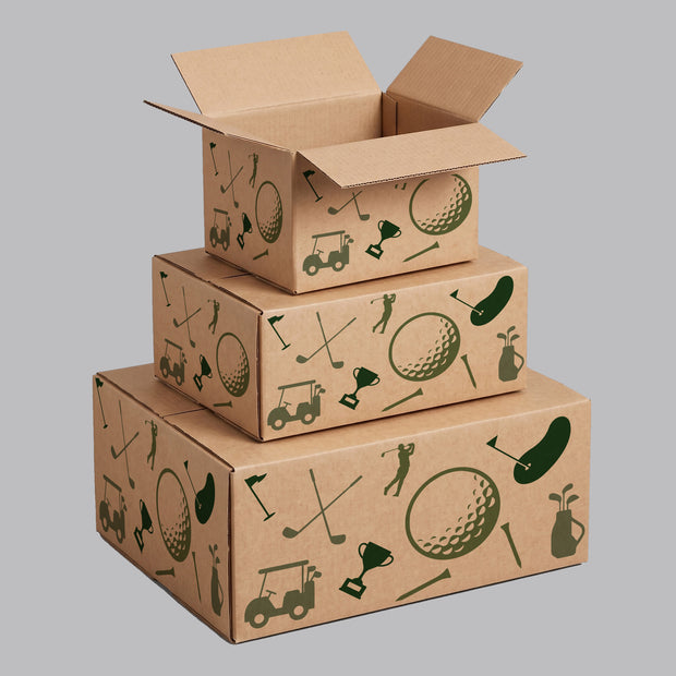 Sports Golf Icons Printed Theme Shipping Box - 1 Pack (25 Pieces)