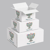 Hanukkah Flower Menorah Candle Printed Theme Shipping Box - 1 Pack (25 Pieces)