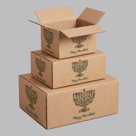 Hanukkah Flower Menorah Candle Printed Theme Shipping Box - 1 Pack (25 Pieces)