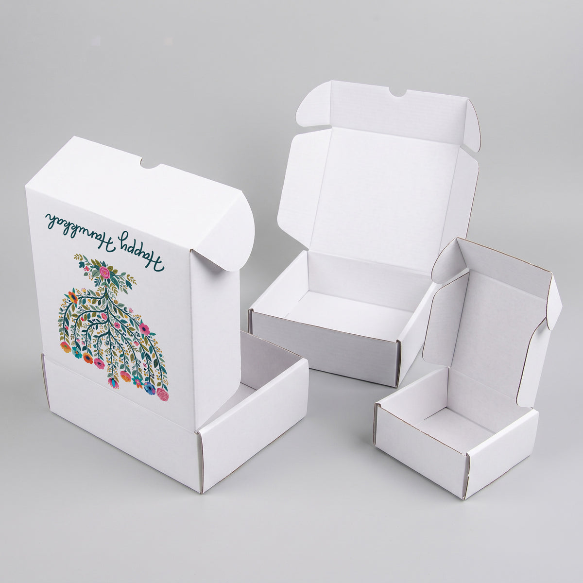 Hanukkah Flower Menorah Candle Printed Theme Mailer Box - 1 Pack (25 Pieces)