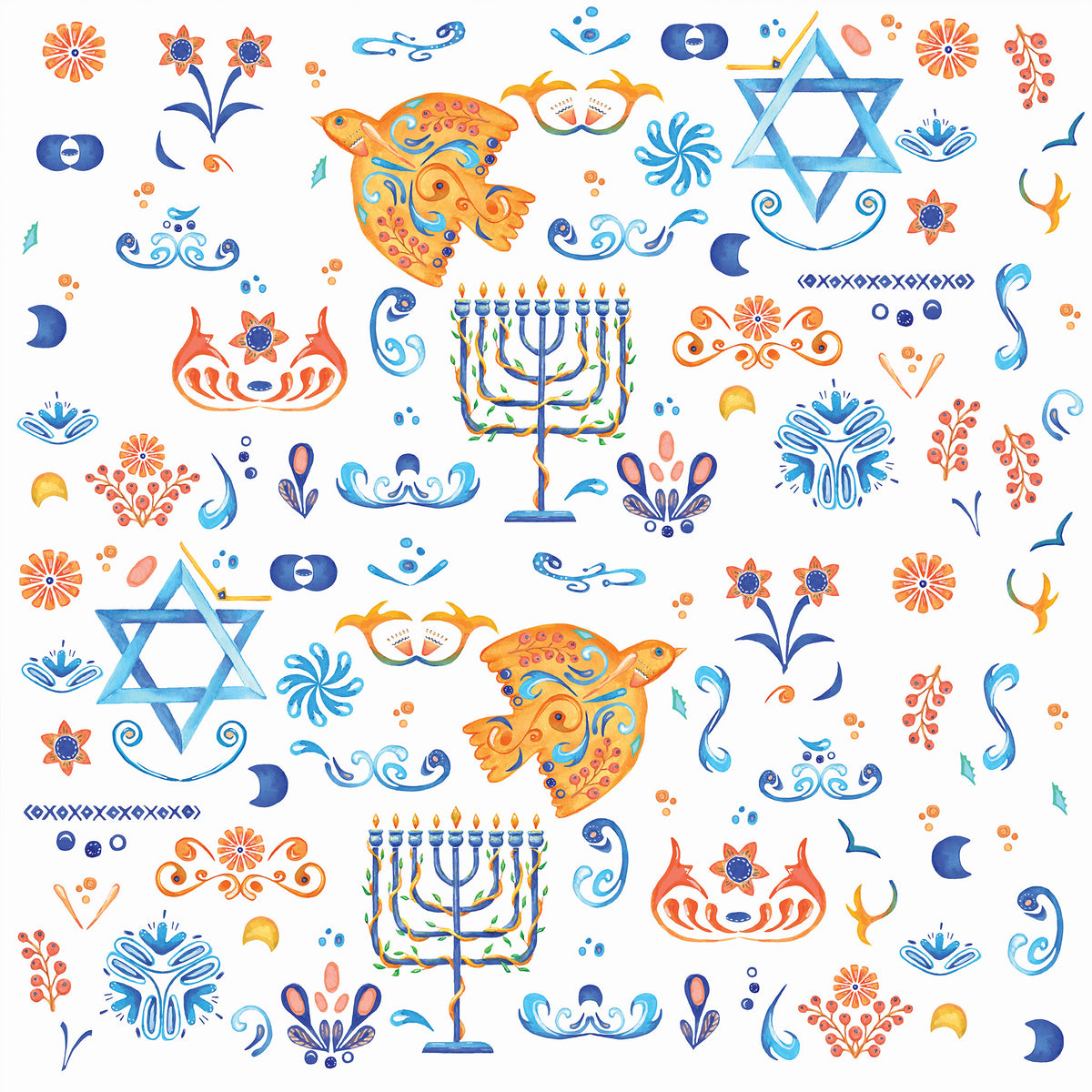 Hanukkah Watercolor Elements Printed Theme Mailer Box - 1 Pack (25 Pieces)