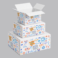 Hanukkah Watercolor Elements Printed Theme Shipping Box - 1 Pack (25 Pieces)