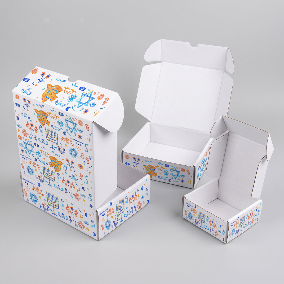 Hanukkah Watercolor Elements Printed Theme Mailer Box - 1 Pack (25 Pieces)