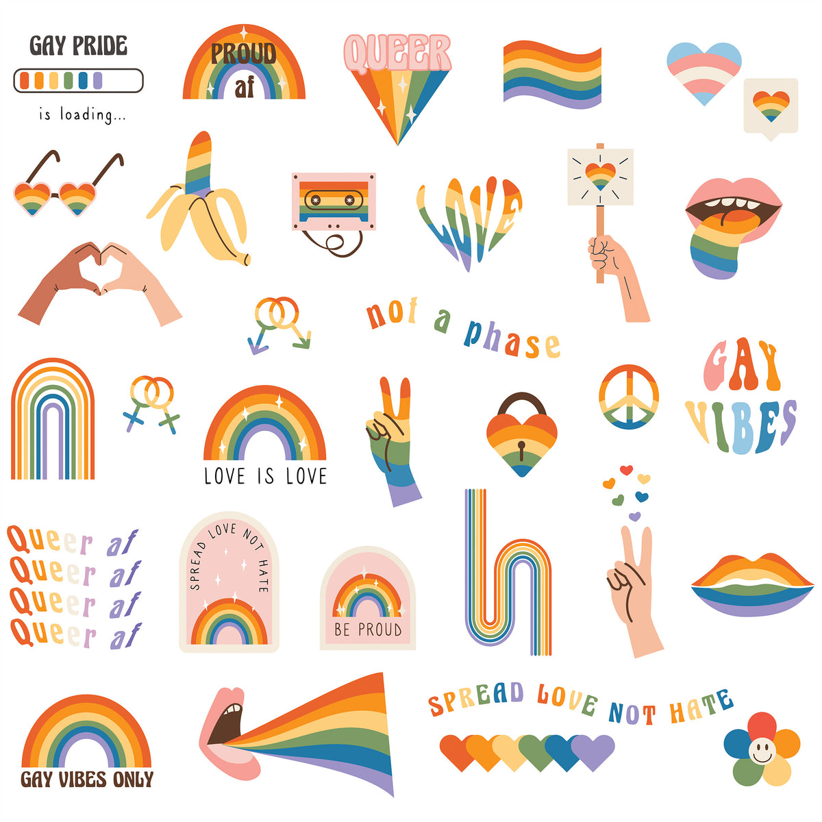 Pride Celebration Icons Printed Theme Mailer Box - 1 Pack (25 Pieces)
