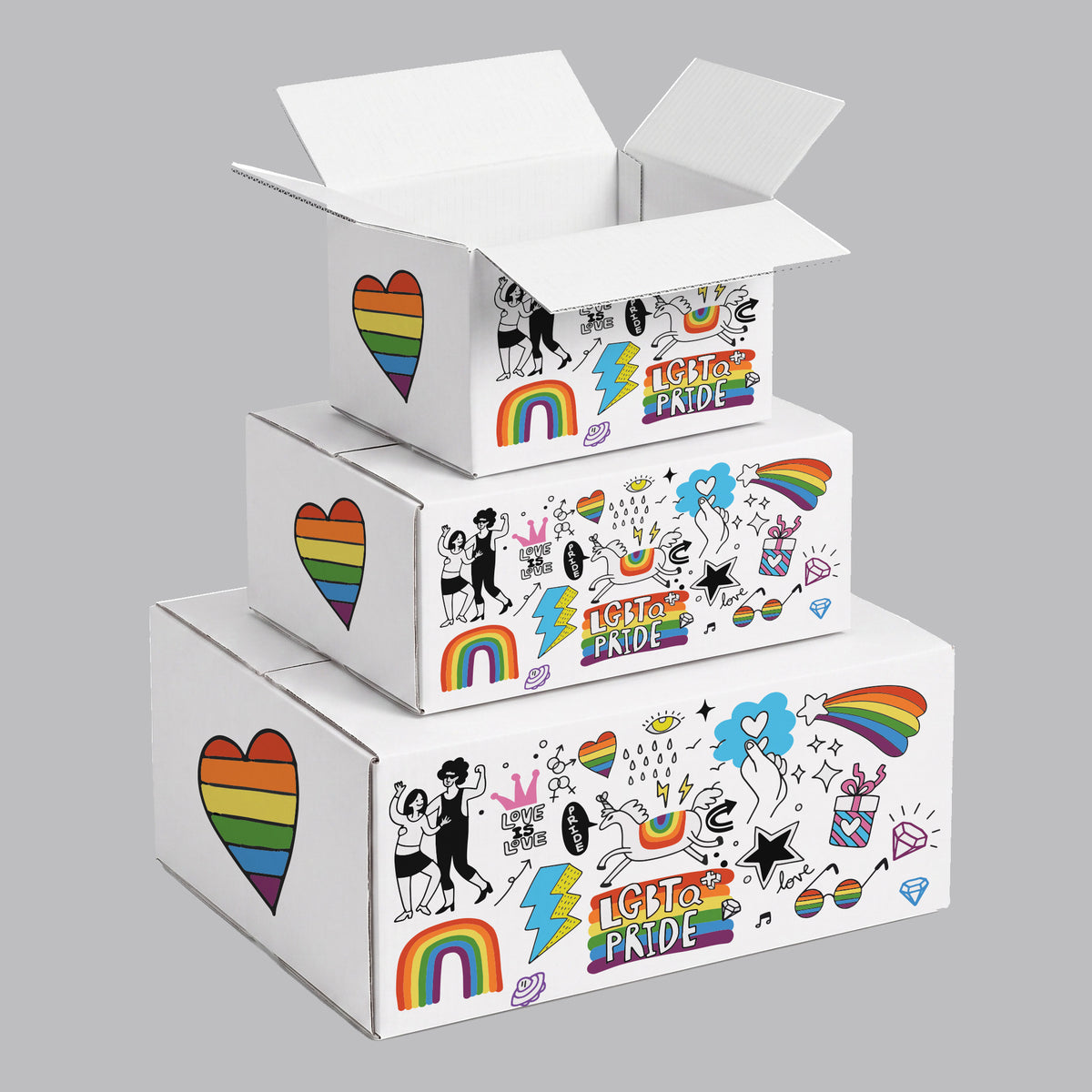 Pride Doodles Printed Theme Shipping Box - 1 Pack (25 Pieces)