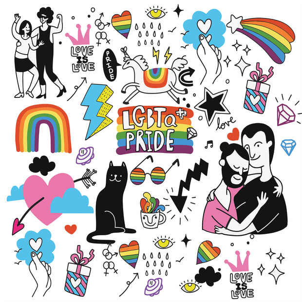 Pride Doodles Printed Theme Shipping Box - 1 Pack (25 Pieces)