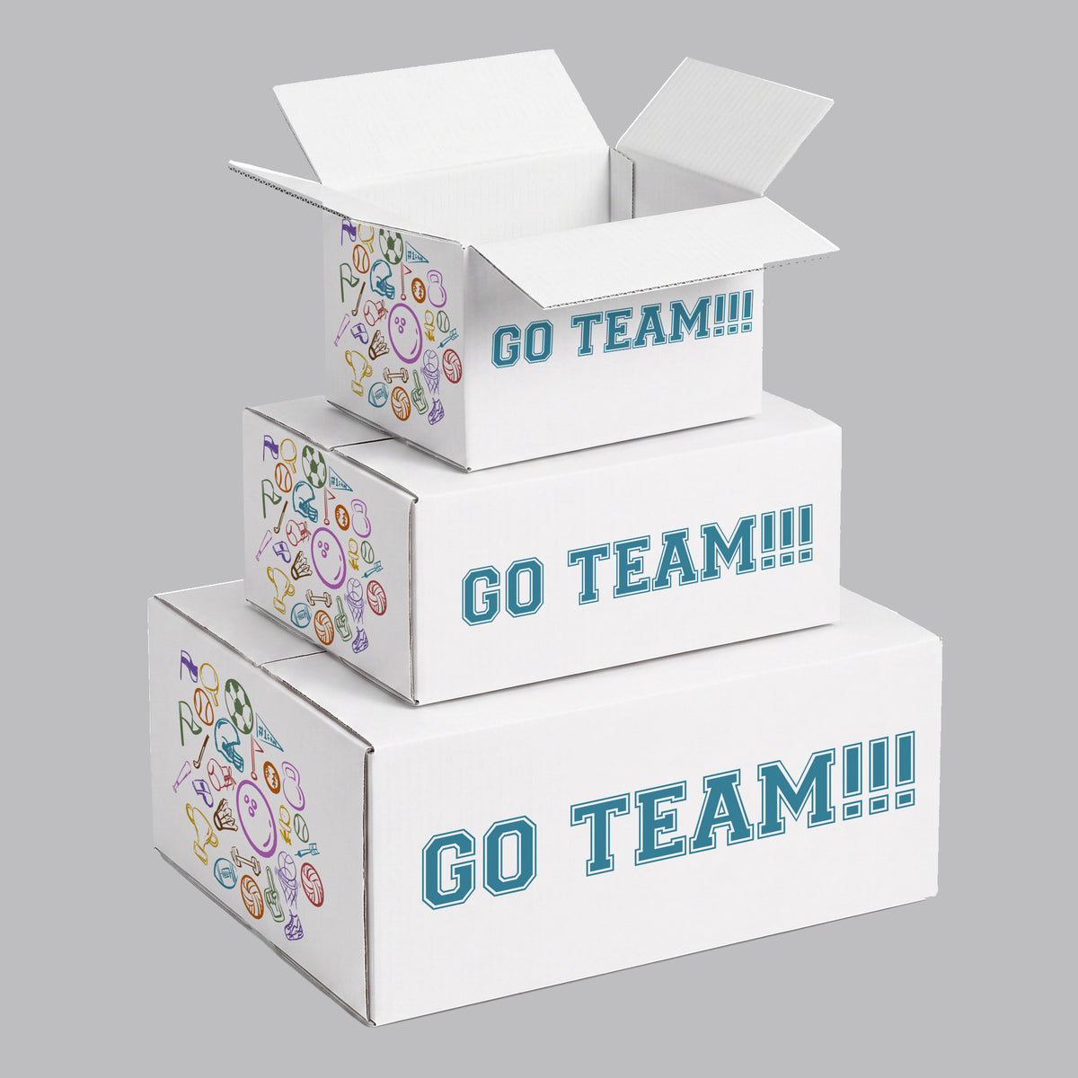 Sports Go Team Golf Icons Printed Theme Shipping Box - 1 Pack (25 Pieces)