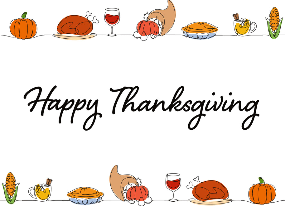 Thanksgiving Hand Illustrations and Text Printed Theme Mailer Box - 1 Pack (25 Pieces)