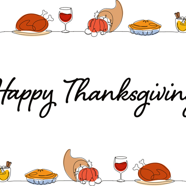 Thanksgiving Hand Illustrations and Text Printed Theme Shipping Box - 1 Pack (25 Pieces)