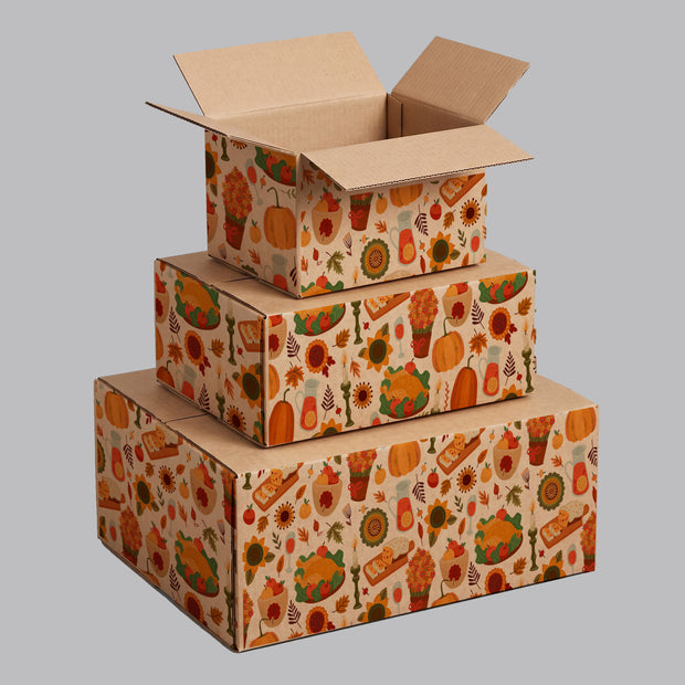 Thanksgiving Table Scape Printed Theme Shipping Box - 1 Pack (25 Pieces)
