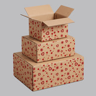 Valentine Hearts & Flowers Printed Theme Shipping Box - 1 Pack (25 Pieces)