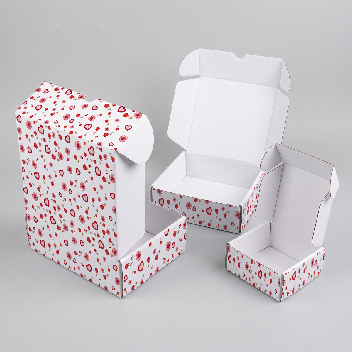 Valentine Hearts & Flowers Printed Theme Mailer Box - 1 Pack (25 Pieces)