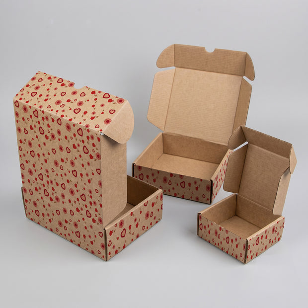 Valentine Hearts & Flowers Printed Theme Mailer Box - 1 Pack (25 Pieces)
