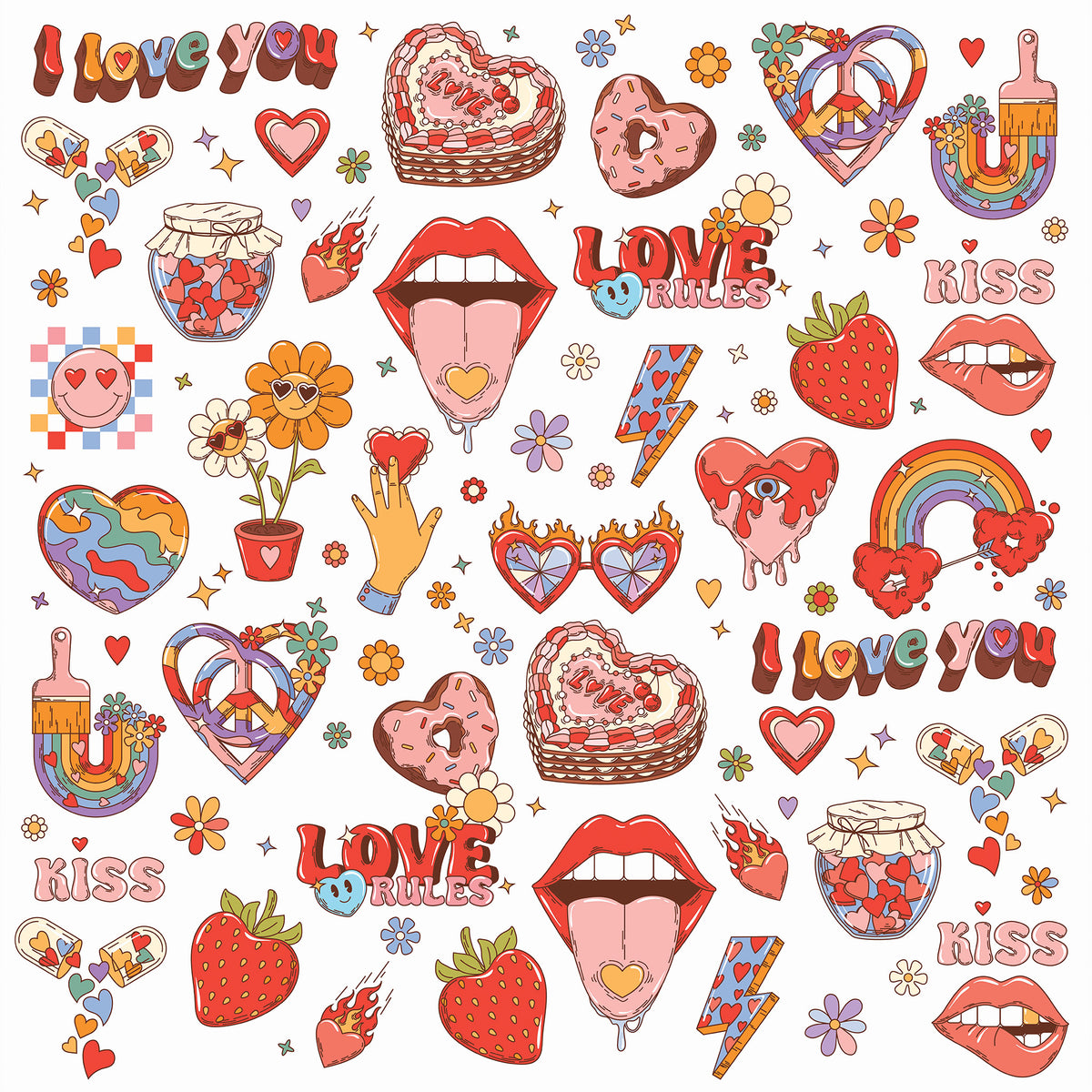 Valentine Retro Love Printed Theme Shipping Box - 1 Pack (25 Pieces)