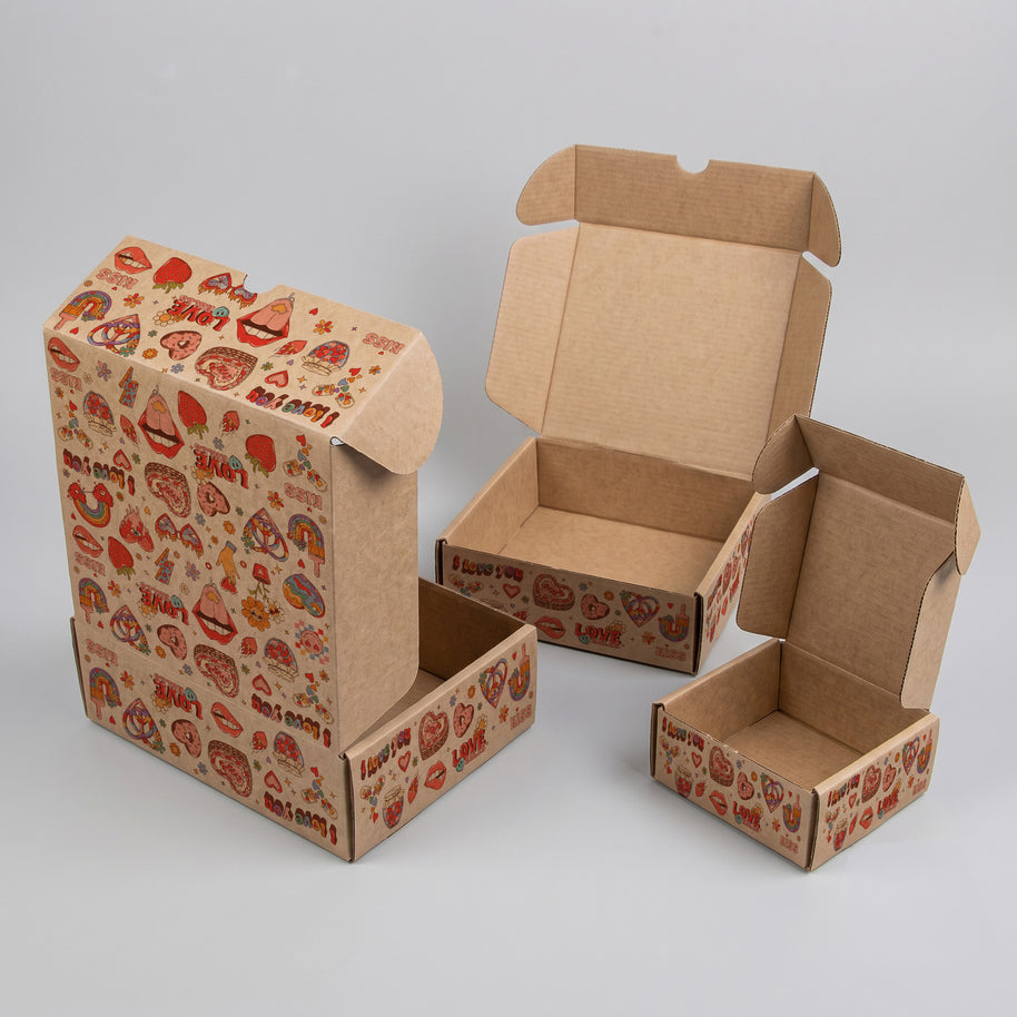 Valentine Retro Love Printed Theme Mailer Box - 1 Pack (25 Pieces)
