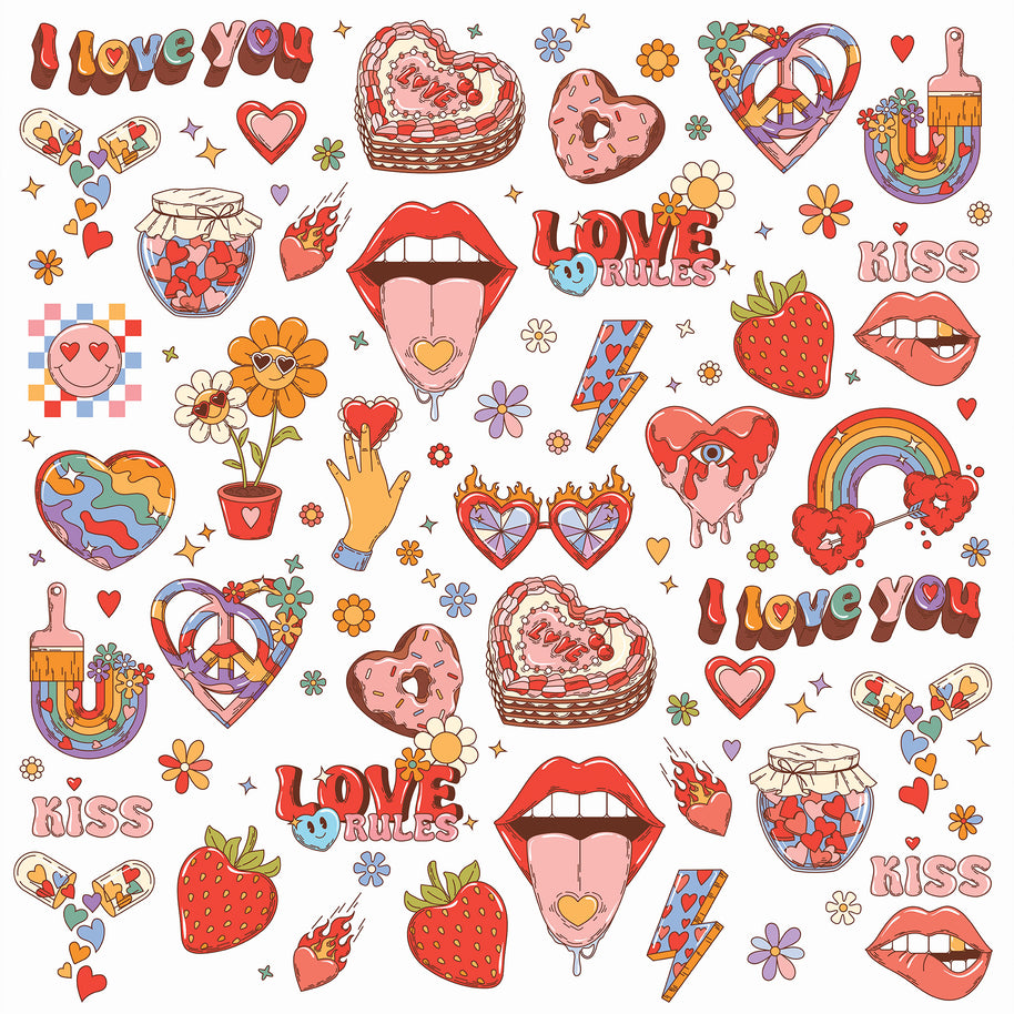 Valentine Retro Love Printed Theme Mailer Box - 1 Pack (25 Pieces)