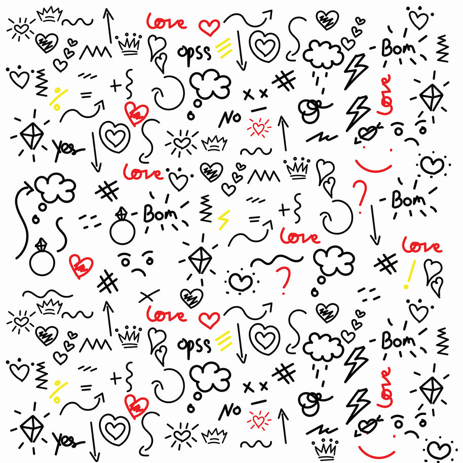 Valentine Romantic Doodles Printed Theme Shipping Box - 1 Pack (25 Pieces)