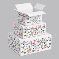 Valentine Romantic Doodles Printed Theme Shipping Box - 1 Pack (25 Pieces)