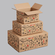 Valentine Romantic Doodles Printed Theme Shipping Box - 1 Pack (25 Pieces)